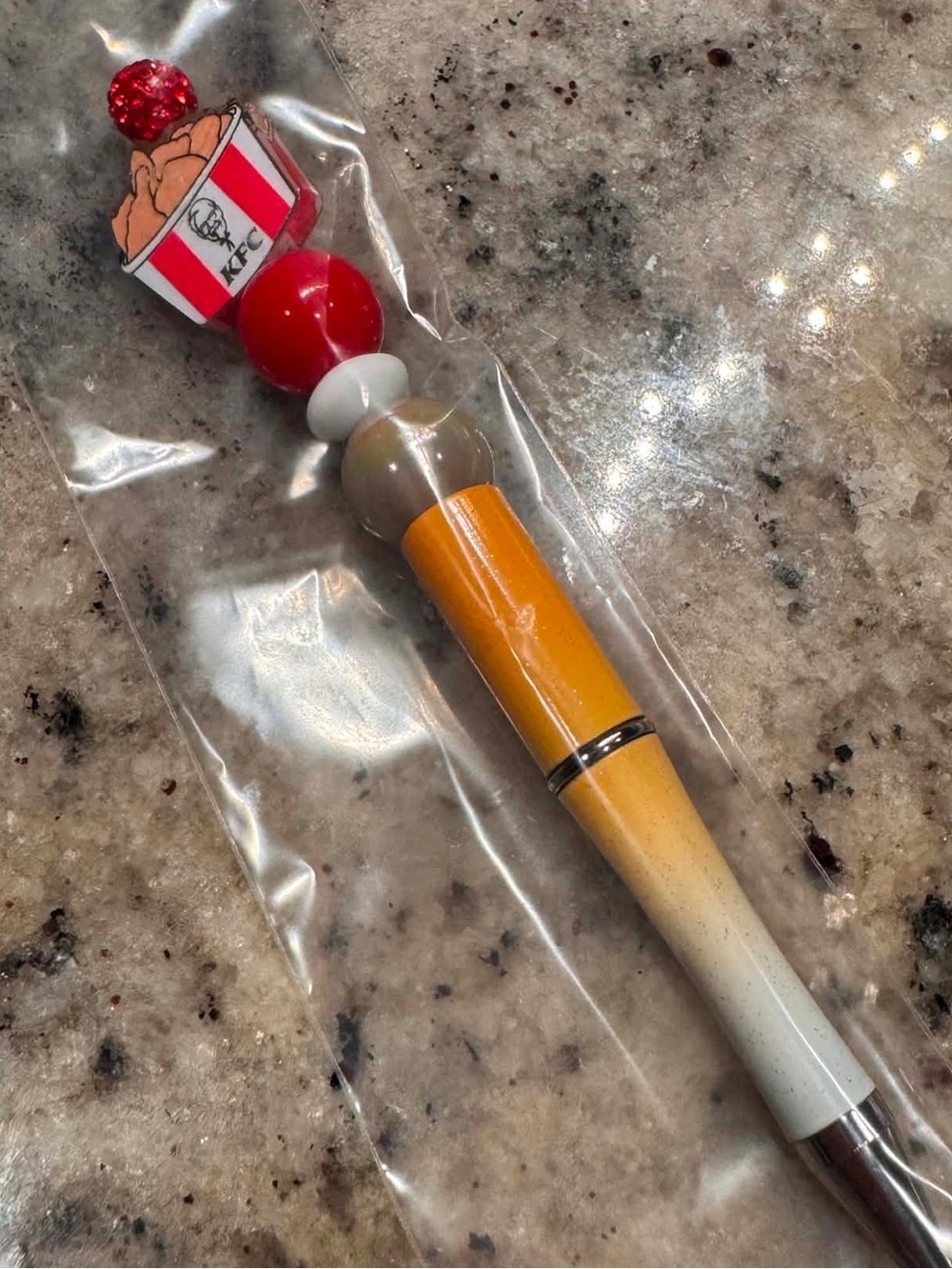 KFC Branded Yellow Gradient Beaded Ballpoint Pen - OS